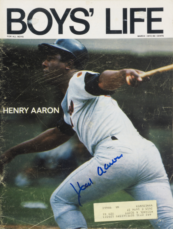 HANK AARON SIGNED 1972 BOYS' LIFE MAGAZINE