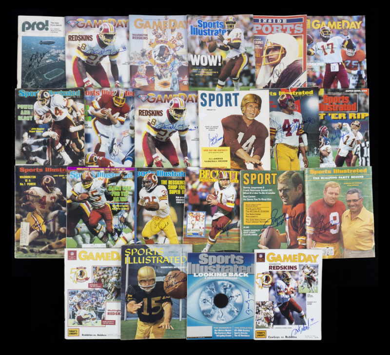 WASHINGTON REDSKINS SIGNED PHOTOGRAPHS AND PUBLICATIONS GROUP OF 33