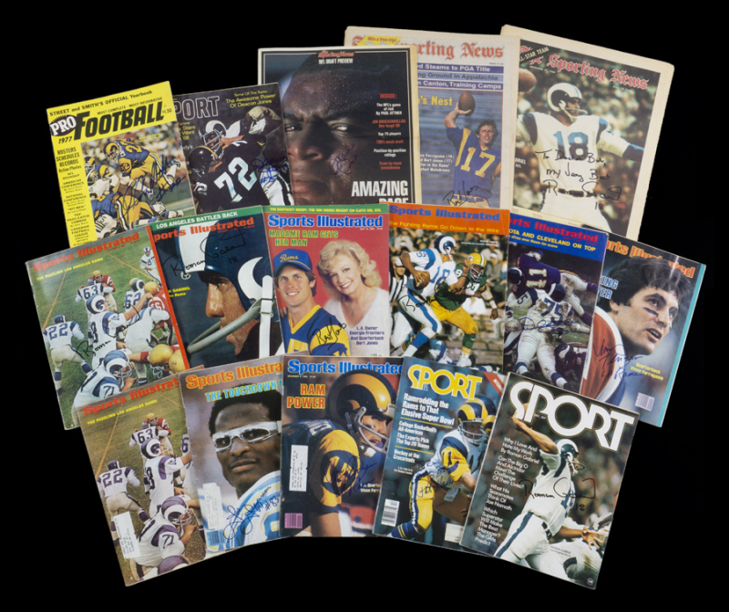 LOS ANGELES RAMS SIGNED PUBLICATIONS GROUP OF 16