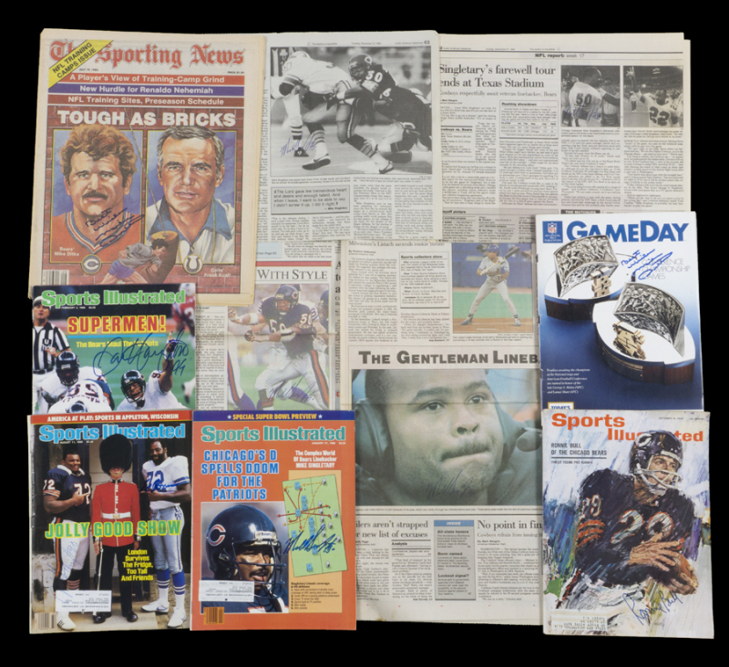 CHICAGO BEARS SIGNED PUBLICATIONS GROUP OF 11