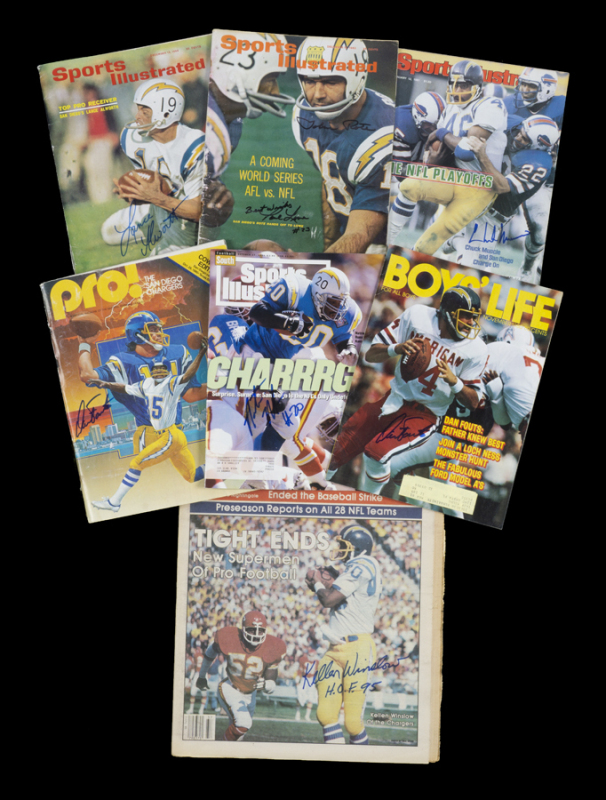 SAN DIEGO CHARGERS SIGNED PUBLICATIONS GROUP OF SEVEN