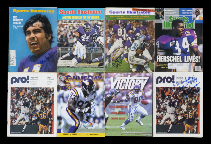 MINNESOTA VIKINGS SIGNED PUBLICATIONS GROUP OF EIGHT