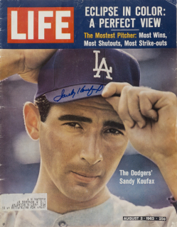 SANDY KOUFAX SIGNED 1963 LIFE MAGAZINE