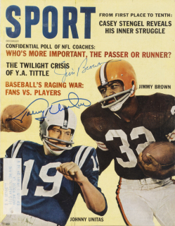 JOHNNY UNITAS AND JIM BROWN SIGNED 1962 SPORT MAGAZINE