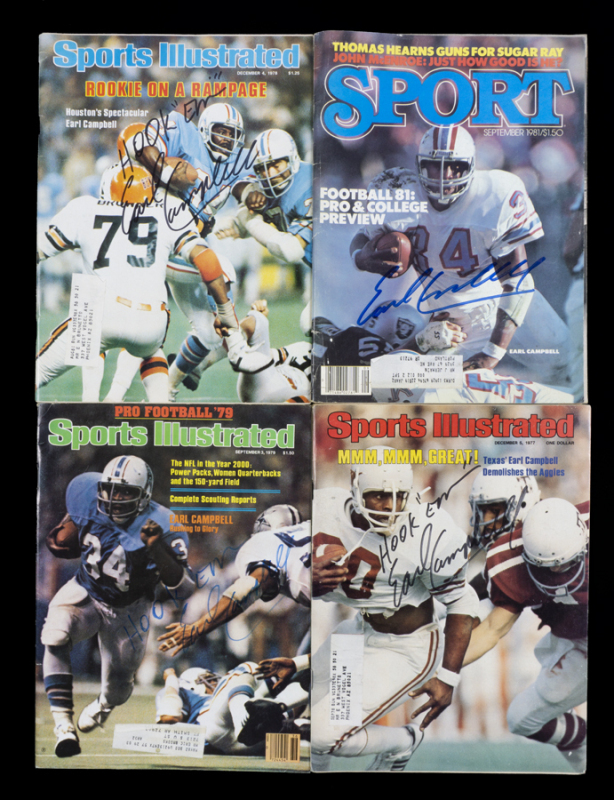 EARL CAMPBELL SIGNED MAGAZINES GROUP OF FOUR