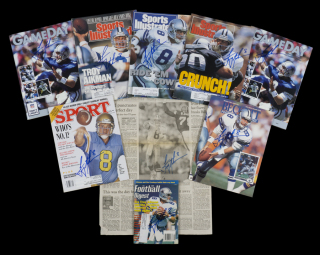 TROY AIKMAN SIGNED PUBLICATIONS GROUP OF NINE