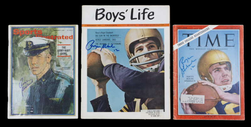 ROGER STAUBACH SIGNED NAVY MAGAZINES GROUP OF THREE