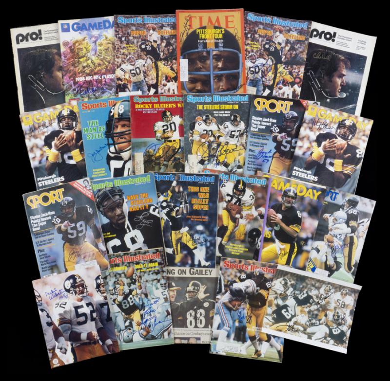 PITTSBURGH STEELERS SIGNED PUBLICATIONS GROUP OF 22