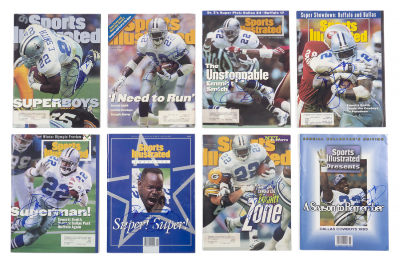 EMMITT SMITH SIGNED SPORTS ILLUSTRATED GROUP OF EIGHT