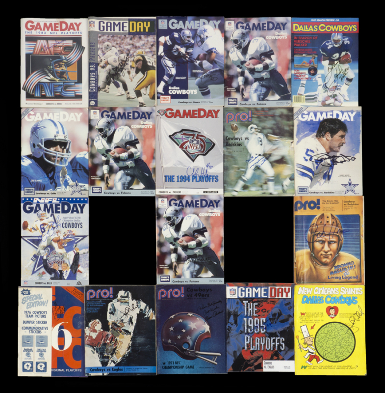 DALLAS COWBOYS SIGNED GAME PROGRAMS GROUP OF 19