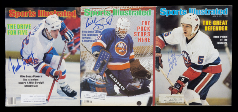 NEW YORK ISLANDERS SIGNED SPORTS ILLUSTRATED MAGAZINES GROUP OF THREE