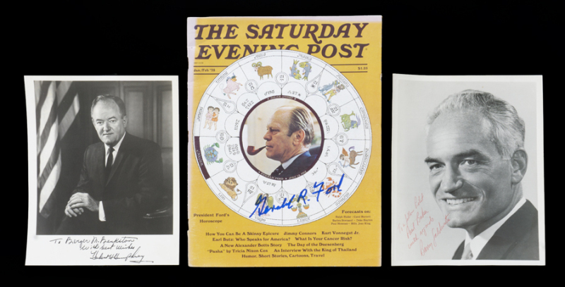 PRESIDENTIAL CANDIDATES SIGNED PHOTOGRAPHS AND PUBLICATION GROUP OF THREE