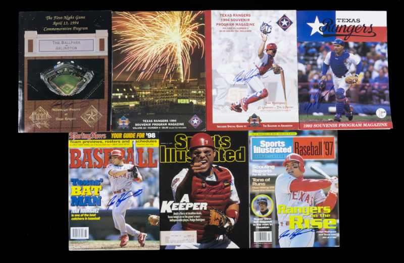 IVAN RODRIGUEZ SIGNED PUBLICATIONS GROUP OF SEVEN