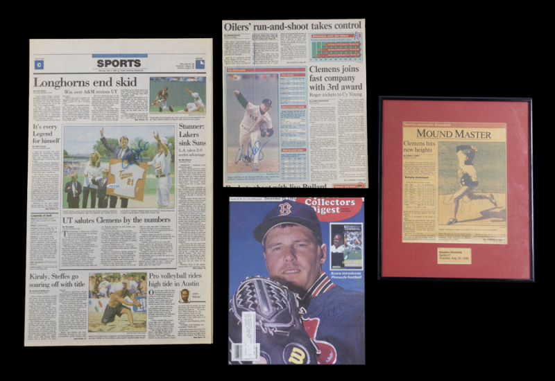 ROGER CLEMENS SIGNED ARTICLES GROUP OF FOUR