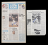 HANK AARON SIGNED NEWS ARTICLES PAIR