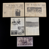 BOB FELLER SIGNED IMAGES AND NEWSPAPER ARTICLES GROUP OF SIX