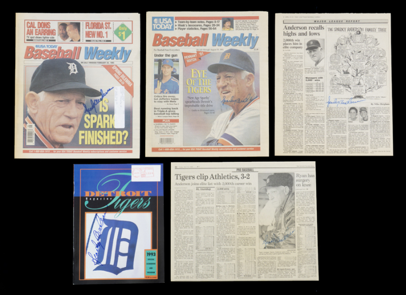 SPARKY ANDERSON SIGNED PUBLICATIONS GROUP OF FIVE