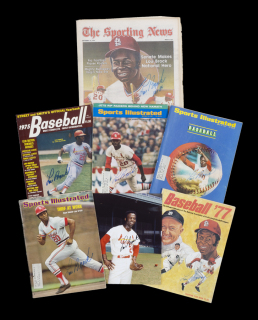 LOU BROCK SIGNED PHOTOGRAPH AND PUBLICATIONS GROUP OF SEVEN