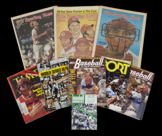 JOHNNY BENCH SIGNED PUBLICATIONS GROUP OF NINE
