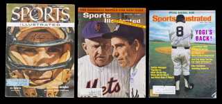 YOGI BERRA SIGNED SPORTS ILLUSTRATED GROUP OF THREE