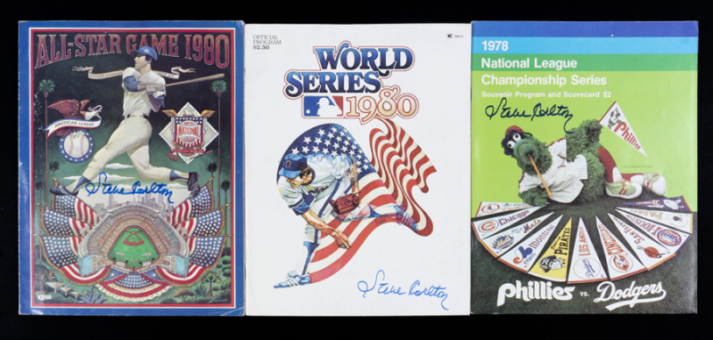 STEVE CARLTON SIGNED 1978-1980 PROGRAMS GROUP OF THREE