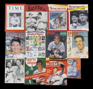 BOB FELLER SIGNED PHOTOGRAPHS AND 1937-1993 PUBLICATIONS GROUP OF 15