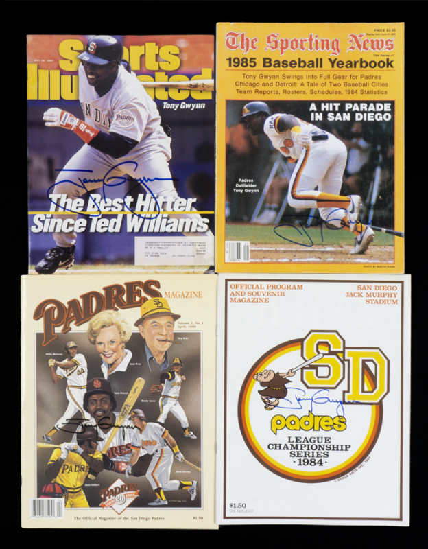 TONY GWYNN SIGNED 1980s AND 1990s MAGAZINES GROUP OF FOUR