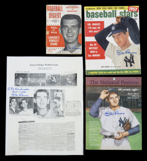 DON LARSEN SIGNED PUBLICATIONS GROUP OF FOUR