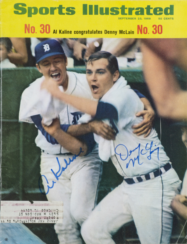 DENNY McLAIN AND AL KALINE SIGNED SEPTEMBER 23, 1968, SPORTS ILLUSTRATED MAGAZINE