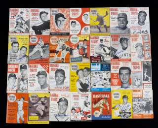 BASEBALL DIGEST SIGNED 1940s TO 1970 MAGAZINES GROUP OF 57