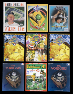 1960s TO 1990s WORLD SERIES SIGNED PROGRAMS AND MAGAZINE GROUP OF NINE
