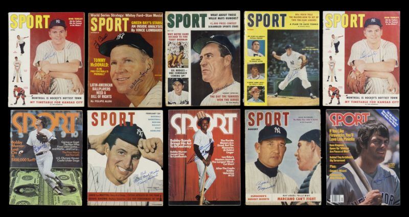 NEW YORK YANKEES SIGNED 1950 TO 1980 SPORT MAGAZINE GROUP OF 10
