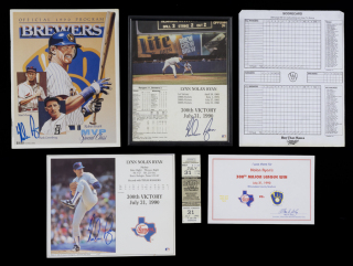 NOLAN RYAN 300th WIN SIGNED GROUP WITH FULL GAME TICKET