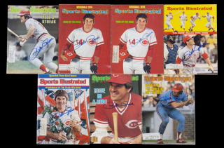 PETE ROSE SIGNED SPORTS ILLUSTRATED GROUP OF SEVEN