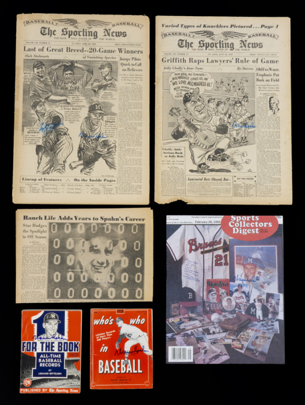 WARREN SPAHN SIGNED PUBLICATIONS GROUP OF SIX