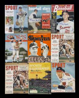 WARREN SPAHN SIGNED MAGAZINES GROUP OF NINE