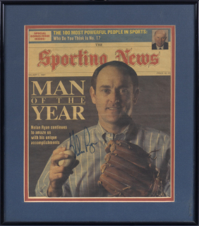 NOLAN RYAN SIGNED AND FRAMED NEWSPAPER ARTICLES GROUP OF THREE