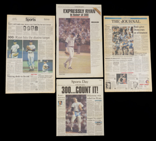 NOLAN RYAN SIGNED 300th WIN ARTICLES GROUP OF FOUR