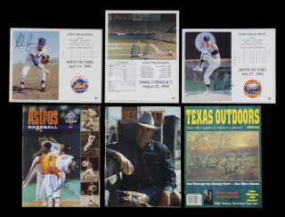 NOLAN RYAN SIGNED PHOTOGRAPHS AND PUBLICATIONS GROUP OF SIX