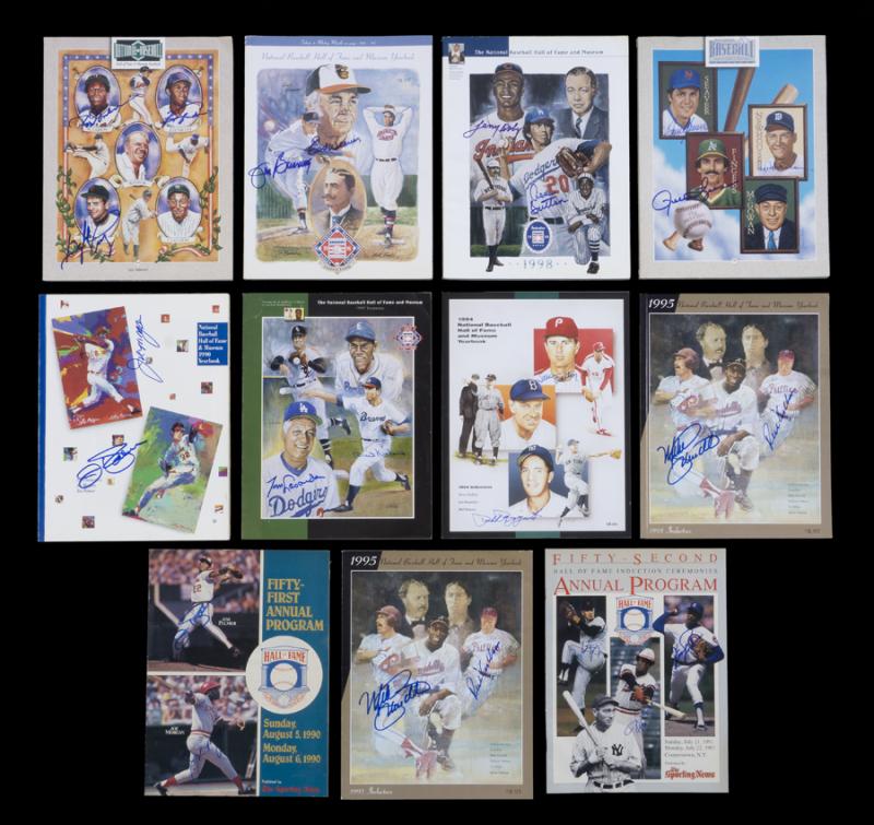 1990s SIGNED BASEBALL HALL OF FAME PROGRAMS GROUP OF 11