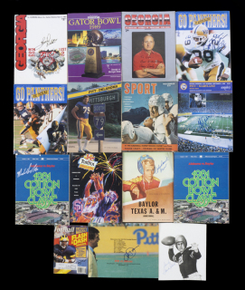 COLLEGE FOOTBALL SIGNED PUBLICATIONS AND PHOTOGRAPH GROUP OF 15