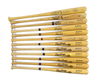 BASEBALL HALL OF FAME AND ALL-STAR SIGNED BAT GROUP
