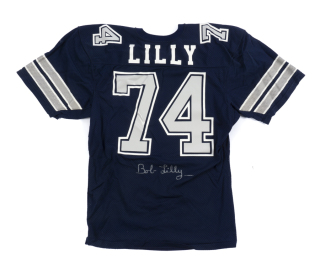 BOB LILLY SIGNED JERSEY AND PUBLICATIONS GROUP OF FIVE