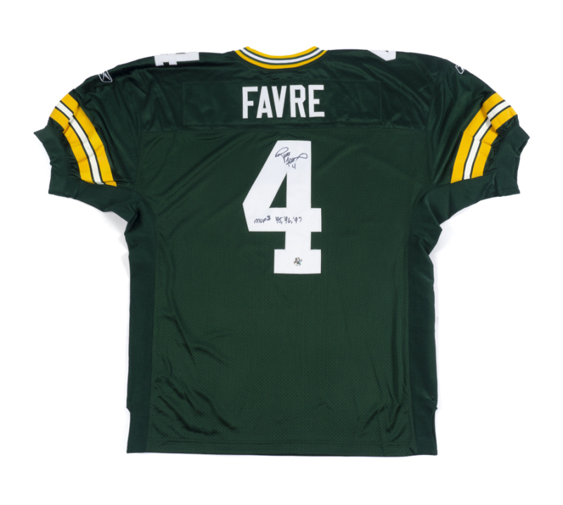 BRETT FAVRE SIGNED AND INSCRIBED GREEN BAY PACKERS JERSEY